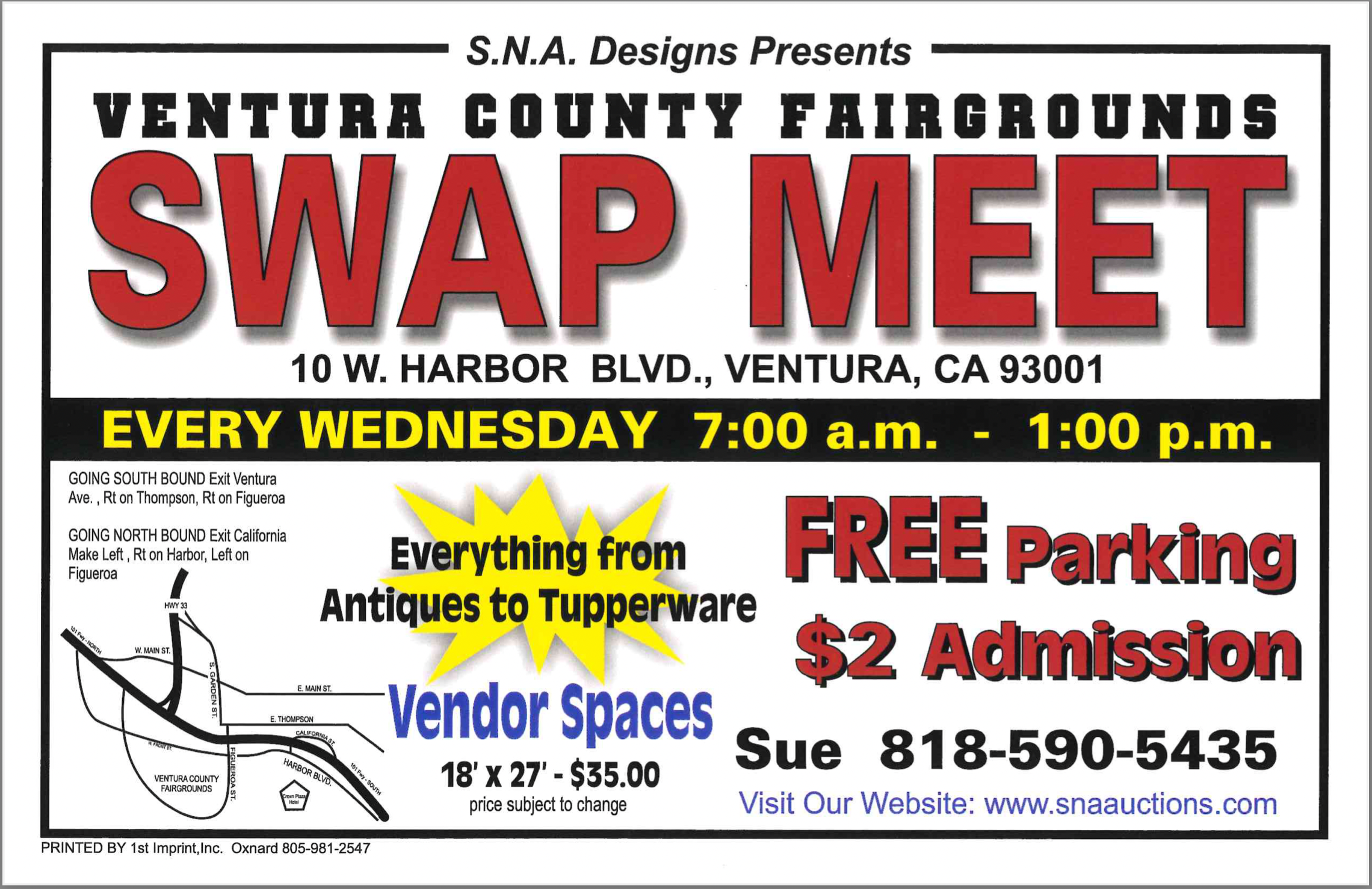 Wednesday Swap Meet, 7:00 a.m. to 1:00 p.m. $2.00 admission and parking is free.